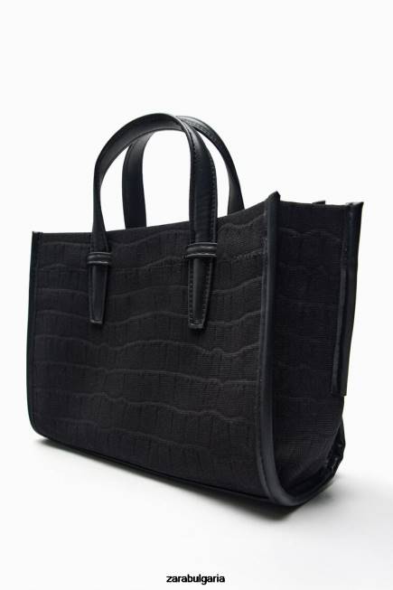 Zara аксесоари 66FT750 Жени макет крокодилна мини чанта черен