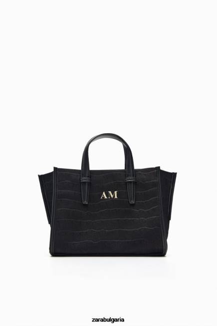 Zara аксесоари 66FT750 Жени макет крокодилна мини чанта черен