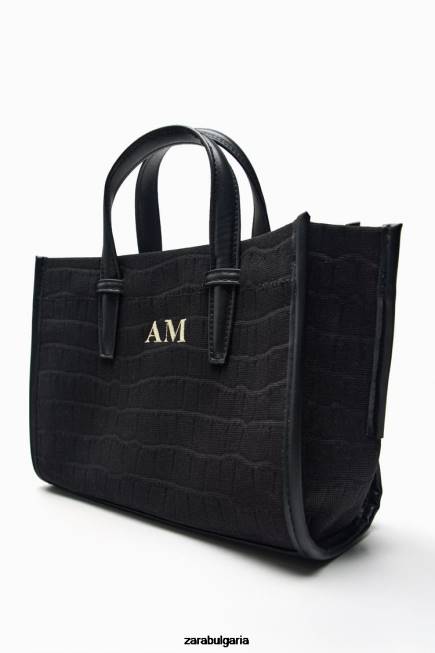 Zara аксесоари 66FT750 Жени макет крокодилна мини чанта черен