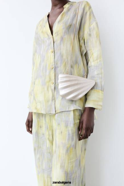 Zara аксесоари 66FT755 Жени изкуствена перлена кутия чанта бяло