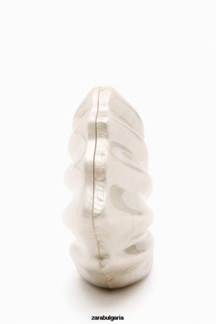 Zara аксесоари 66FT755 Жени изкуствена перлена кутия чанта бяло