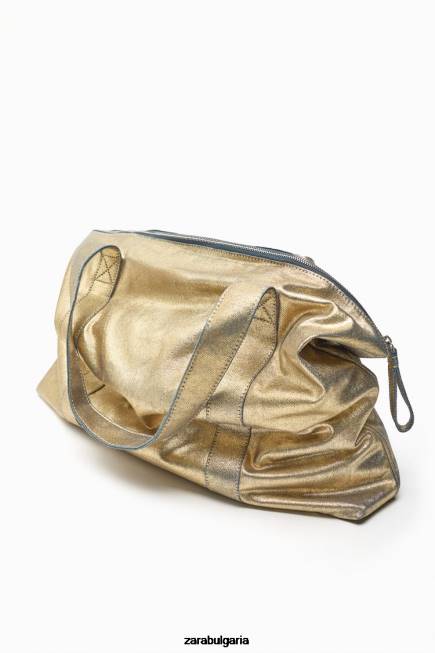 Zara аксесоари 66FT940 Жени чанта от метален плат златист