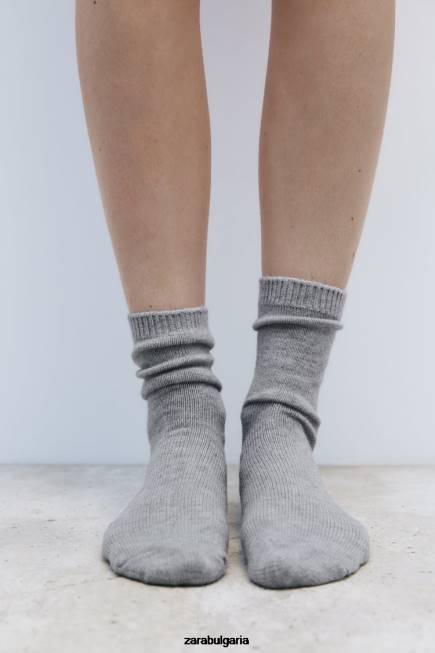 Zara аксесоари 66FT760 Жени обикновени ниски чорапи сив мергел
