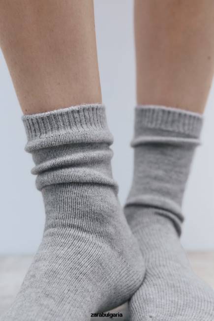 Zara аксесоари 66FT760 Жени обикновени ниски чорапи сив мергел