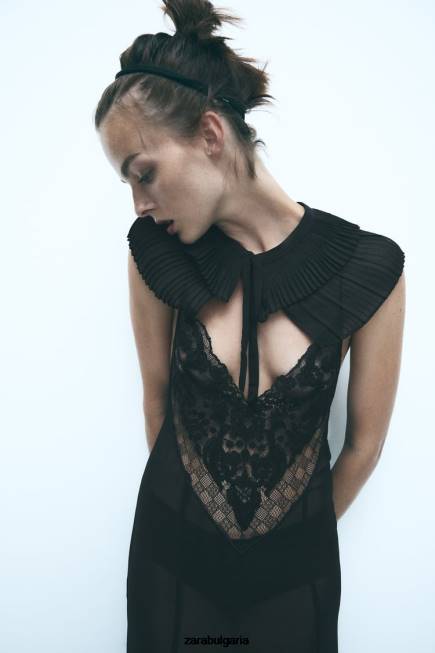 Zara аксесоари 66FT758 Жени плисирана двойна яка черен