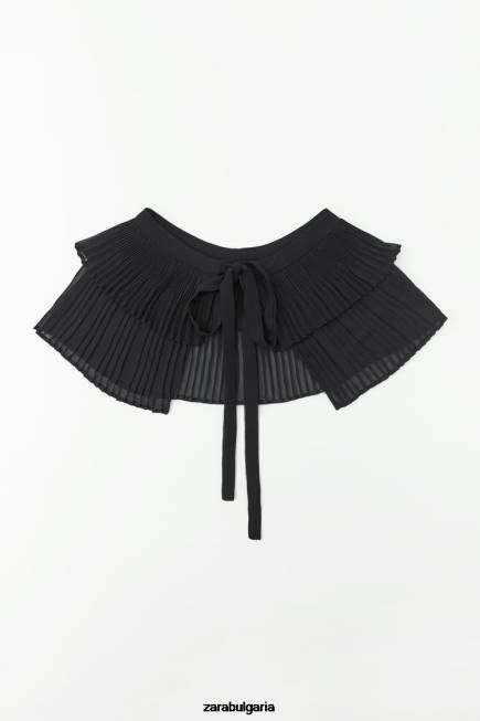 Zara аксесоари 66FT758 Жени плисирана двойна яка черен