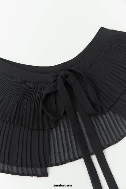 Zara аксесоари 66FT758 Жени плисирана двойна яка черен