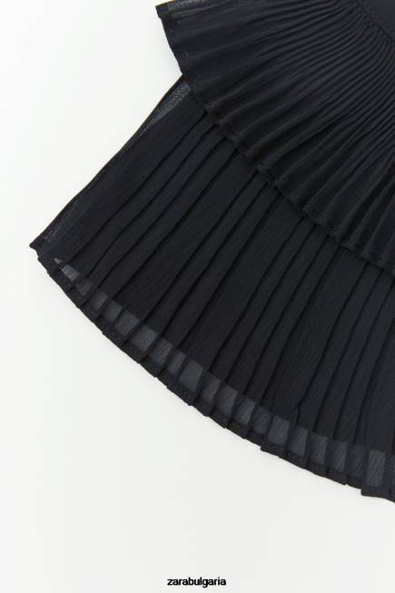 Zara аксесоари 66FT758 Жени плисирана двойна яка черен