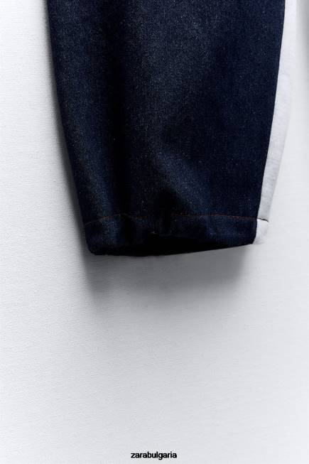 Zara облекло 66FT918 Жени контрастни дънкови джогинг панталони сиво/синьо