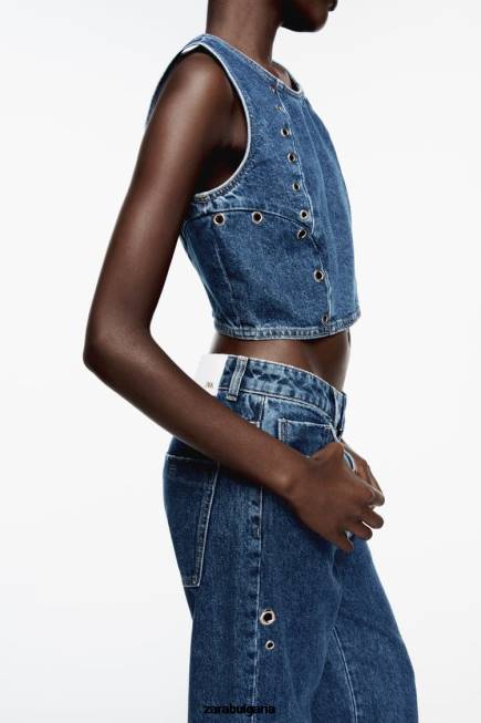 Zara облекло 66FT920 Жени z1975 деним с пръстен средно синьо
