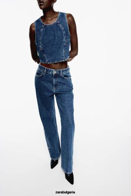 Zara облекло 66FT920 Жени z1975 деним с пръстен средно синьо