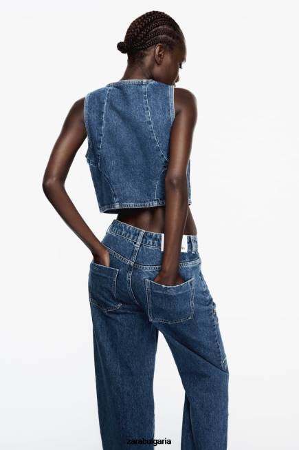 Zara облекло 66FT920 Жени z1975 деним с пръстен средно синьо