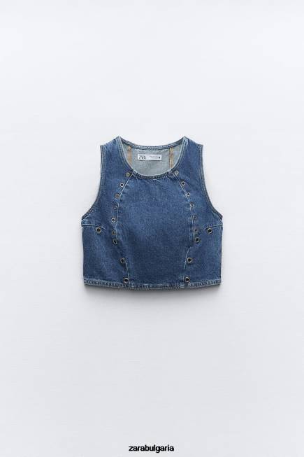 Zara облекло 66FT920 Жени z1975 деним с пръстен средно синьо