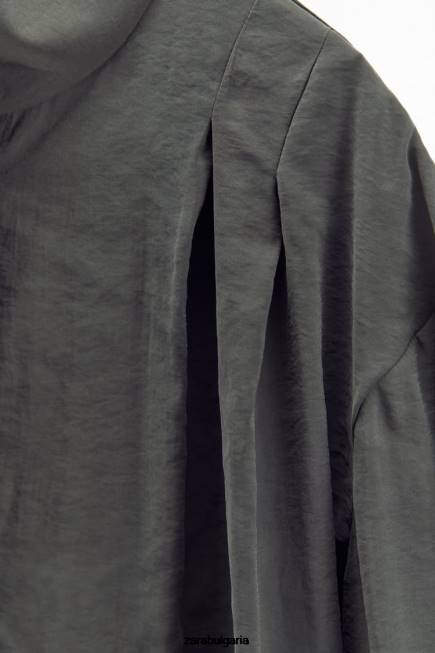 Zara облекло 66FT922 Жени плисирана тениска сиво