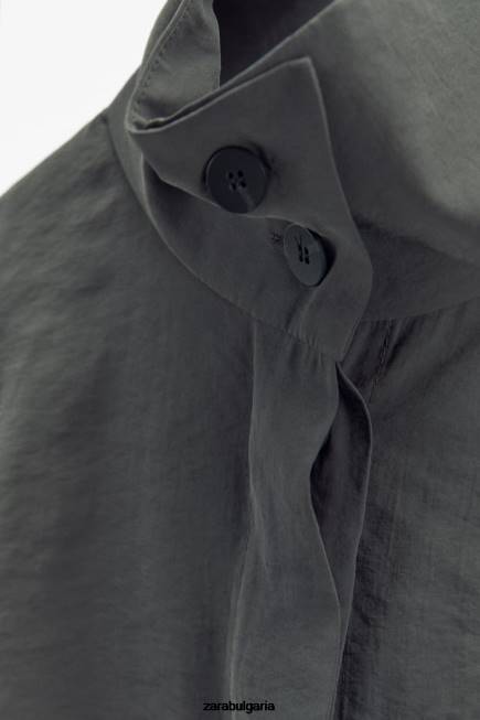 Zara облекло 66FT922 Жени плисирана тениска сиво