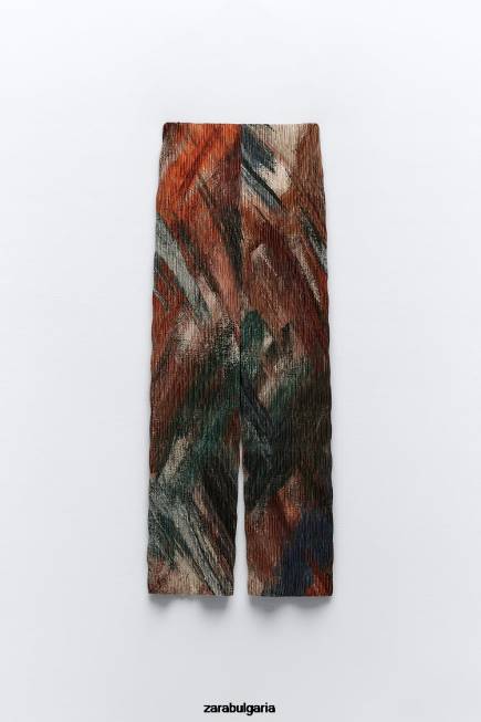 Zara облекло 66FT926 Жени плисирани панталони с щампа портокали