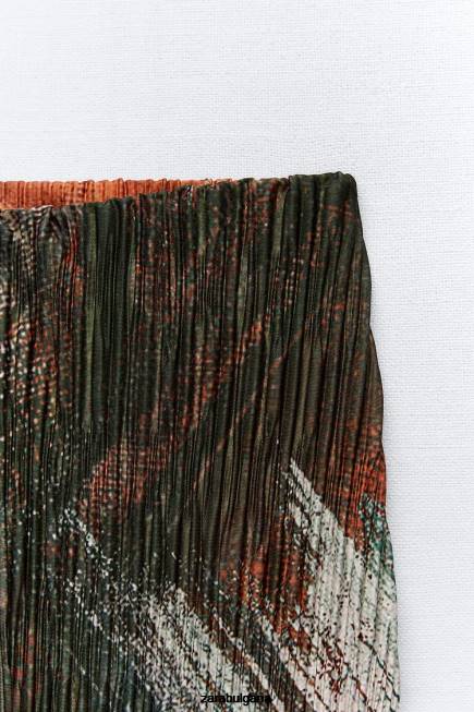 Zara облекло 66FT926 Жени плисирани панталони с щампа портокали