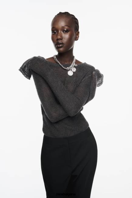 Zara облекло 66FT880 Жени разширен панталон с пълна дължина черен