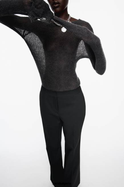 Zara облекло 66FT880 Жени разширен панталон с пълна дължина черен