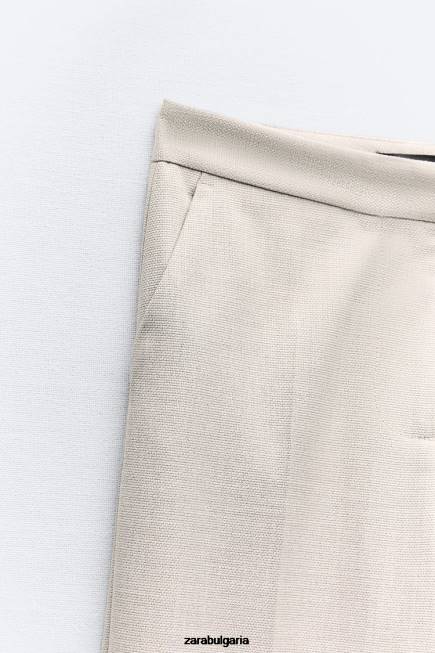 Zara облекло 66FT883 Жени прав панталон сиво/бежово