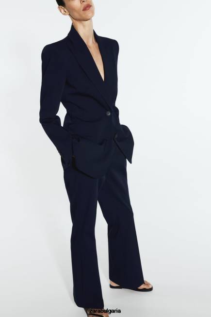 Zara облекло 66FT885 Жени разширен панталон с пълна дължина тъмносин