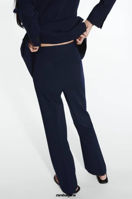 Zara облекло 66FT885 Жени разширен панталон с пълна дължина тъмносин