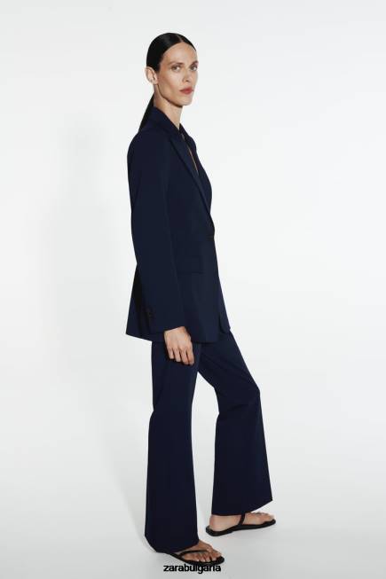 Zara облекло 66FT885 Жени разширен панталон с пълна дължина тъмносин