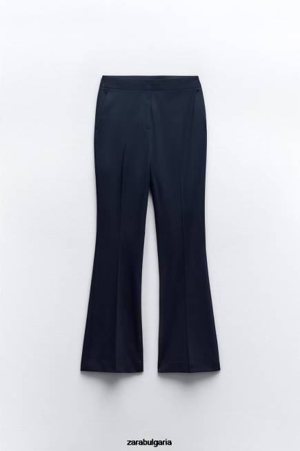 Zara облекло 66FT885 Жени разширен панталон с пълна дължина тъмносин