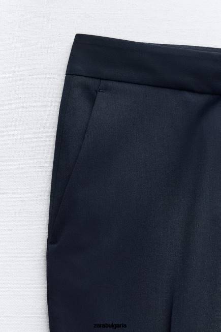 Zara облекло 66FT885 Жени разширен панталон с пълна дължина тъмносин