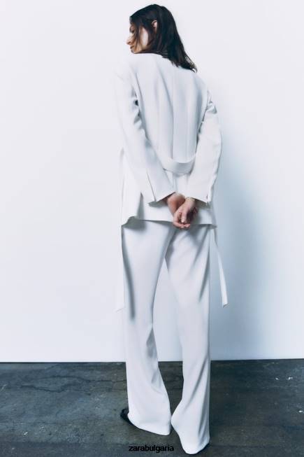 Zara облекло 66FT889 Жени стандартни панталони с висока талия екрю