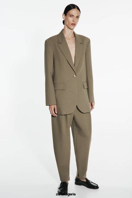 Zara облекло 66FT904 Жени голям сако с права кройка каки