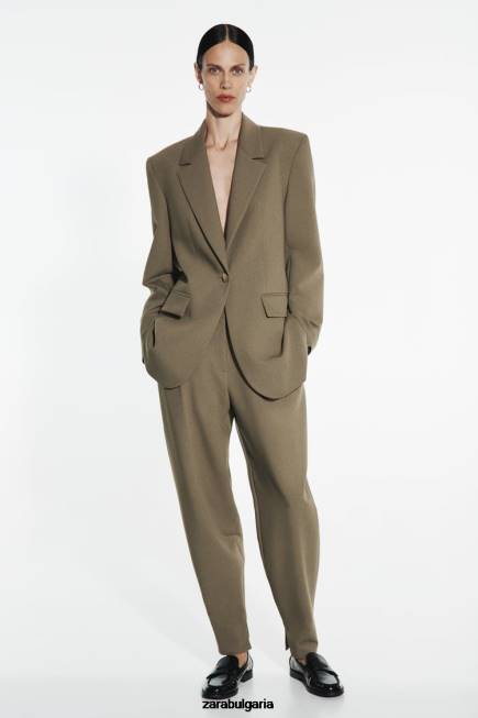 Zara облекло 66FT905 Жени панталони чук каки