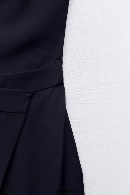 Zara облекло 66FT225 Жени гащеризон с дълги саронг панталони тъмносин