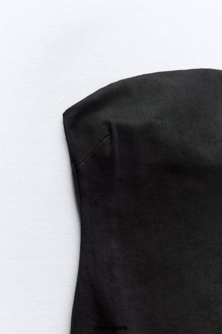 Zara облекло 66FT237 Жени zw дънкова рокля без презрамки черен