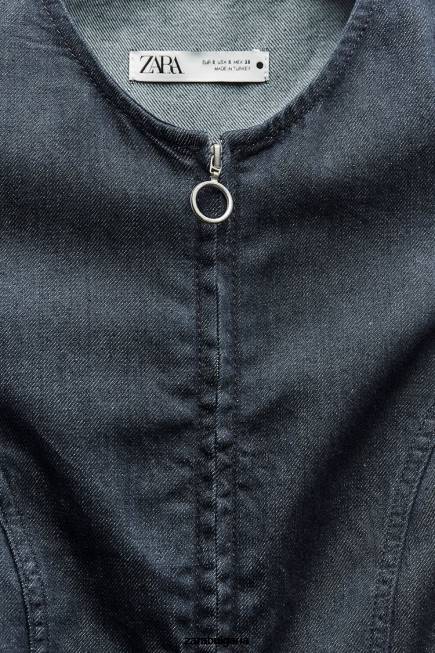 Zara облекло 66FT239 Жени zw колекция асиметрична дънкова рокля син