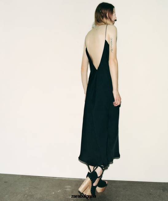 Zara облекло 66FT833 Жени плъзгаща се рокля черен