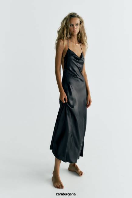 Zara облекло 66FT934 Жени рокля от фолио черен