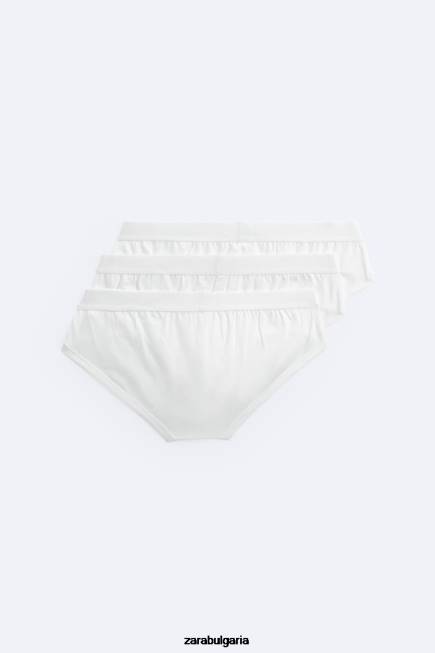 Zara облекло 66FT1432 Жени 3 пакета основни слипове бяло