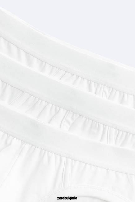 Zara облекло 66FT1432 Жени 3 пакета основни слипове бяло