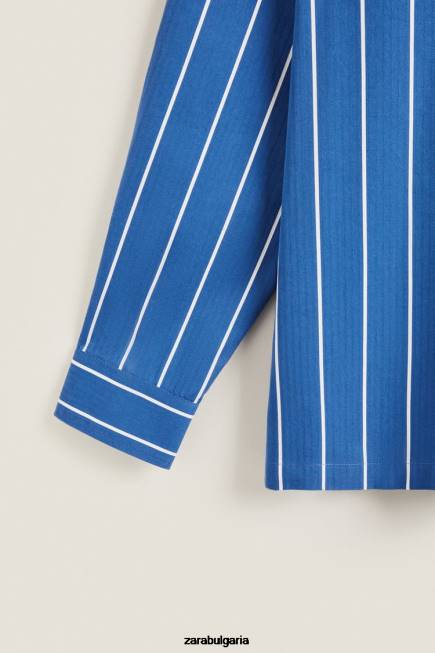 Zara облекло 66FT1791 Жени риза с вертикални райета син