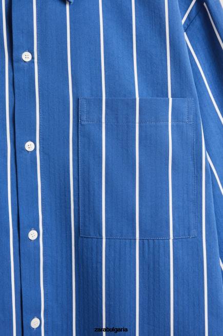 Zara облекло 66FT1791 Жени риза с вертикални райета син