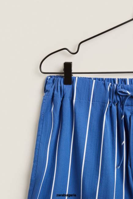 Zara облекло 66FT1792 Жени панталони с вертикални райета син