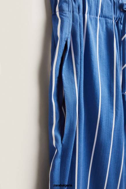 Zara облекло 66FT1792 Жени панталони с вертикални райета син