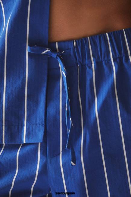 Zara облекло 66FT1792 Жени панталони с вертикални райета син