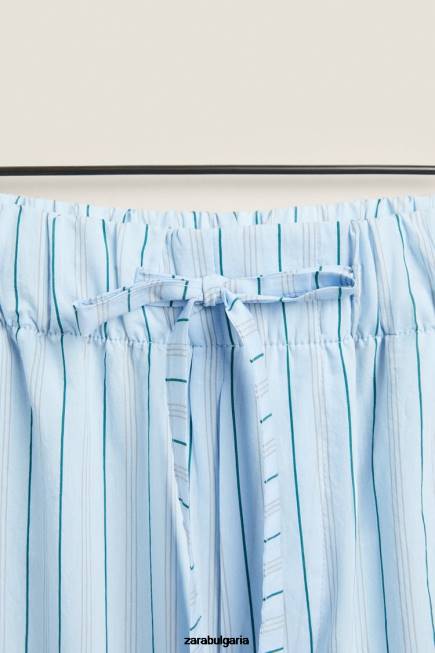 Zara облекло 66FT1796 Жени панталони с тънки райета син