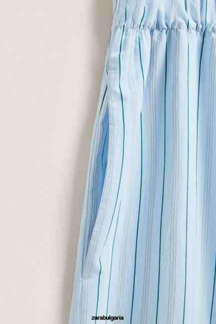 Zara облекло 66FT1796 Жени панталони с тънки райета син