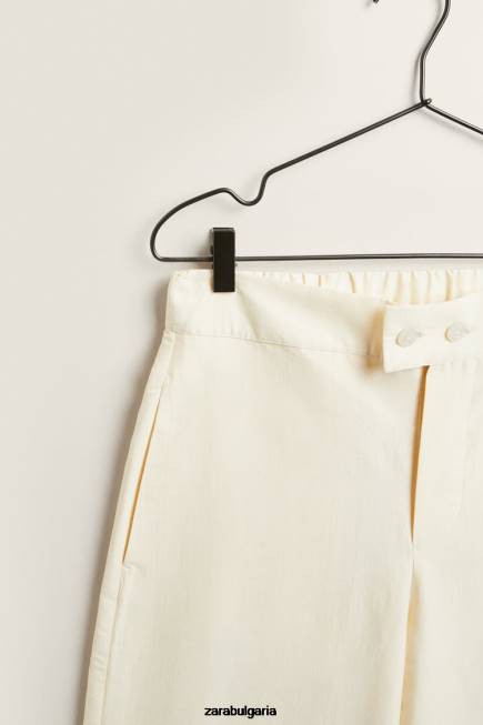 Zara облекло 66FT1803 Жени едноцветни панталони ванилия