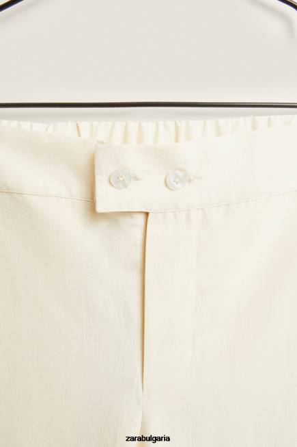 Zara облекло 66FT1803 Жени едноцветни панталони ванилия