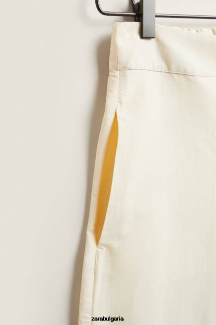 Zara облекло 66FT1803 Жени едноцветни панталони ванилия