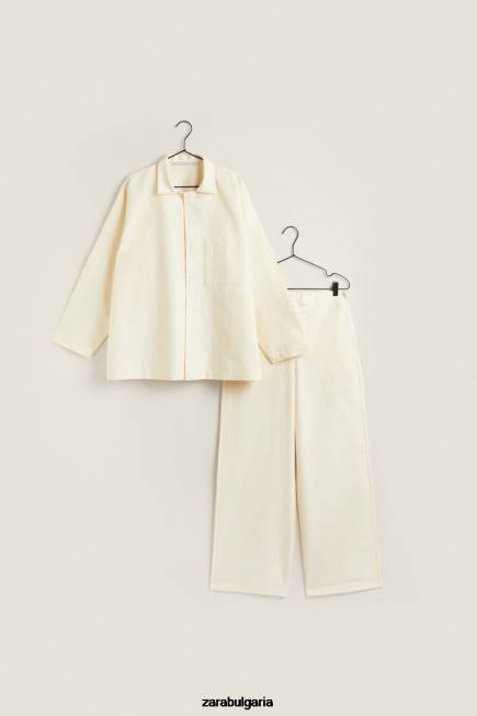 Zara облекло 66FT1803 Жени едноцветни панталони ванилия